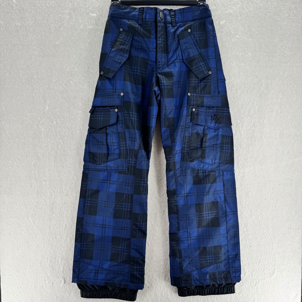 Triple Nickle 555 - Snow Pants Plaid Cargo Waterproof - Blue - 10 - Kids